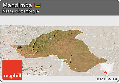 Satellite Panoramic Map of Mandimba, lighten