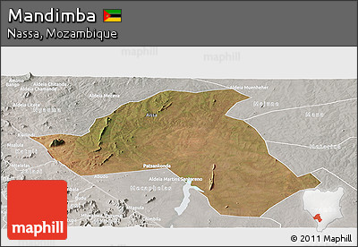 Satellite Panoramic Map of Mandimba, lighten, semi-desaturated