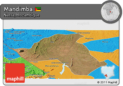 Satellite Panoramic Map of Mandimba, political outside