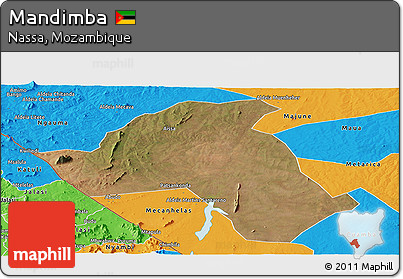 Satellite Panoramic Map of Mandimba, political outside