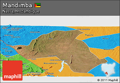 Satellite Panoramic Map of Mandimba, political outside