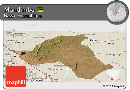 Satellite Panoramic Map of Mandimba, shaded relief outside