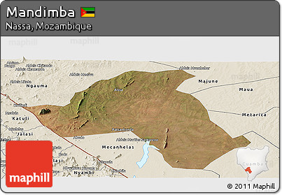 Satellite Panoramic Map of Mandimba, shaded relief outside