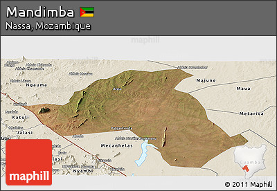 Satellite Panoramic Map of Mandimba, shaded relief outside