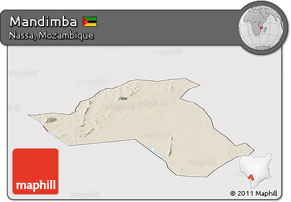 Shaded Relief Panoramic Map of Mandimba, cropped outside