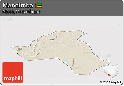 Shaded Relief Panoramic Map of Mandimba, cropped outside