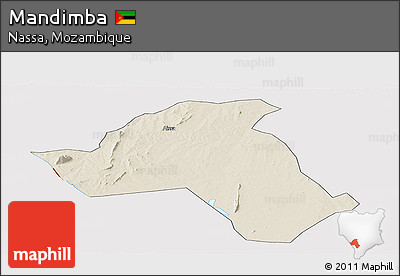 Shaded Relief Panoramic Map of Mandimba, cropped outside