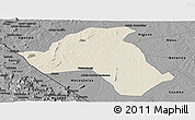 Shaded Relief Panoramic Map of Mandimba, darken, desaturated