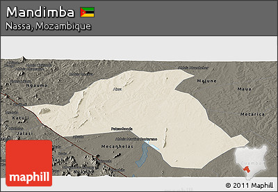 Shaded Relief Panoramic Map of Mandimba, darken
