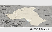 Shaded Relief Panoramic Map of Mandimba, darken, semi-desaturated