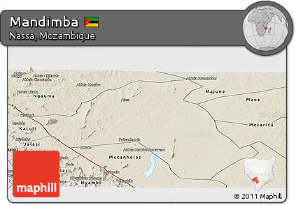 Shaded Relief Panoramic Map of Mandimba