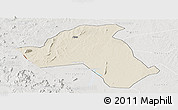Shaded Relief Panoramic Map of Mandimba, lighten, semi-desaturated