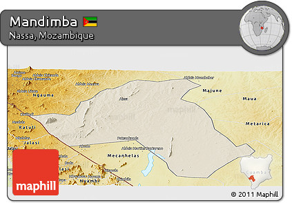 Shaded Relief Panoramic Map of Mandimba, physical outside