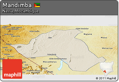 Shaded Relief Panoramic Map of Mandimba, physical outside