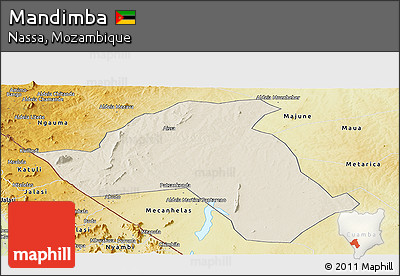 Shaded Relief Panoramic Map of Mandimba, physical outside