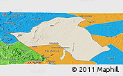 Shaded Relief Panoramic Map of Mandimba, political outside