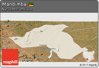 Shaded Relief Panoramic Map of Mandimba, satellite outside
