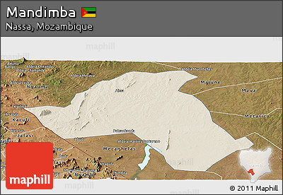 Shaded Relief Panoramic Map of Mandimba, satellite outside