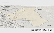Shaded Relief Panoramic Map of Mandimba, semi-desaturated