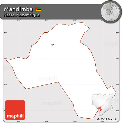 Classic Style Simple Map of Mandimba, cropped outside