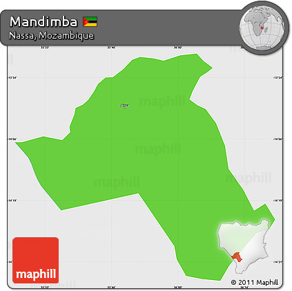 Political Simple Map of Mandimba, single color outside