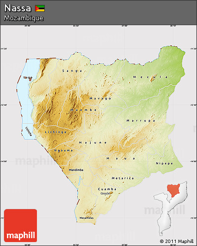 Physical Map of Nassa, cropped outside
