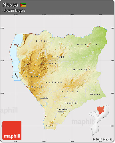 Physical Map of Nassa, cropped outside