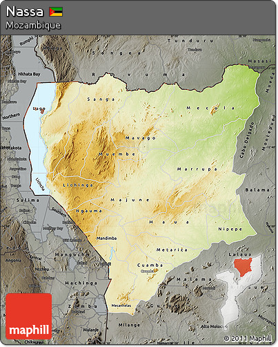 Physical Map of Nassa, darken, semi-desaturated