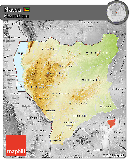 Physical Map of Nassa, desaturated
