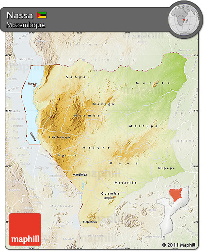 Physical Map of Nassa, lighten