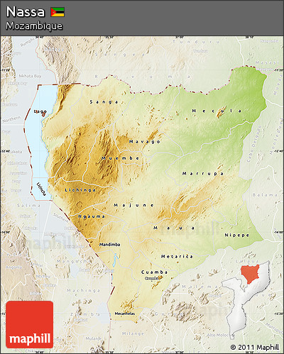 Physical Map of Nassa, lighten