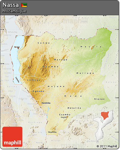 Physical Map of Nassa, lighten