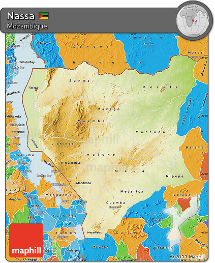 Physical Map of Nassa, political outside