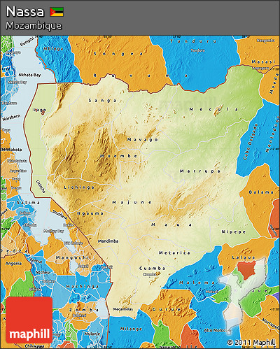 Physical Map of Nassa, political outside