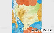 Physical Map of Nassa, political shades outside