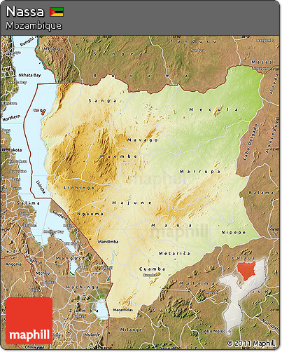 Physical Map of Nassa, satellite outside