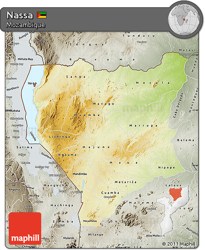 Physical Map of Nassa, semi-desaturated