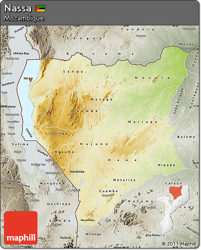 Physical Map of Nassa, semi-desaturated