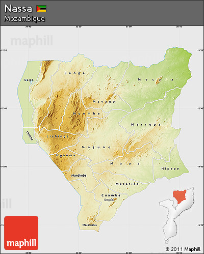 Physical Map of Nassa, single color outside