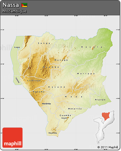 Physical Map of Nassa, single color outside