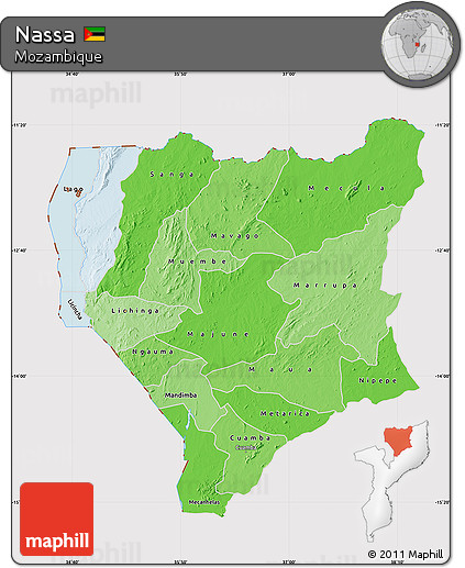Political Shades Map of Nassa, cropped outside