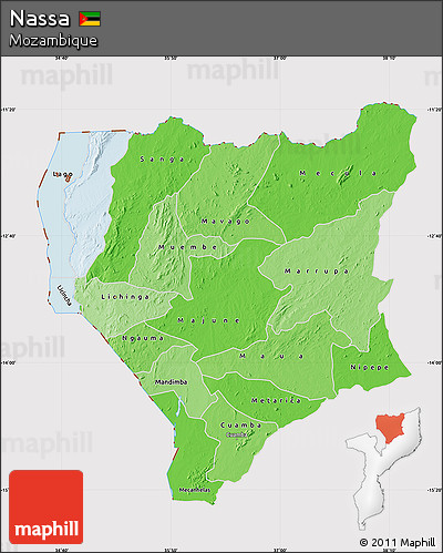 Political Shades Map of Nassa, cropped outside