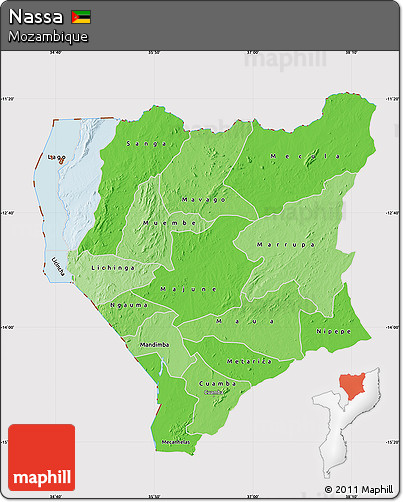 Political Shades Map of Nassa, cropped outside