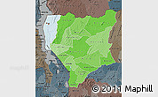 Political Shades Map of Nassa, darken, semi-desaturated