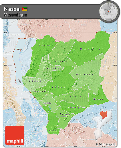 Political Shades Map of Nassa, lighten