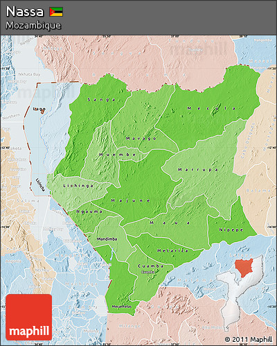 Political Shades Map of Nassa, lighten