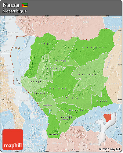 Political Shades Map of Nassa, lighten