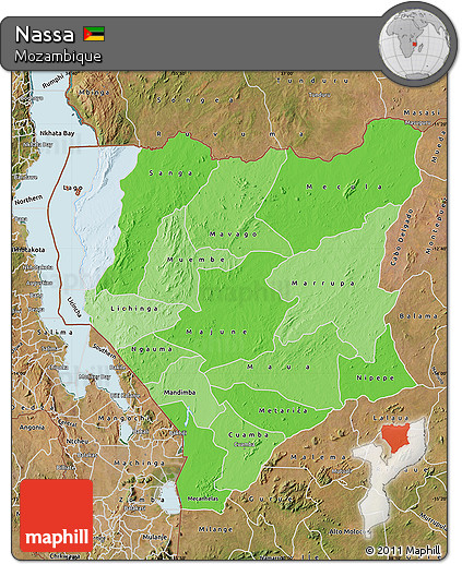 Political Shades Map of Nassa, satellite outside