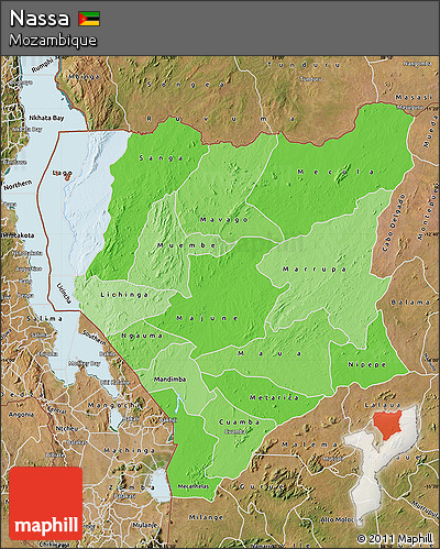 Political Shades Map of Nassa, satellite outside