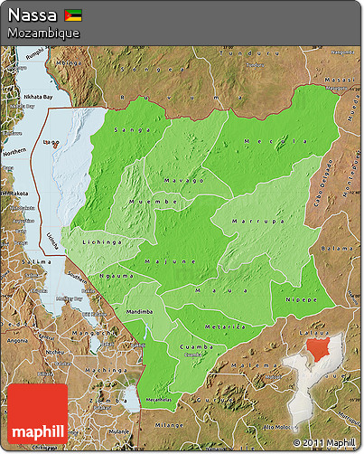 Political Shades Map of Nassa, satellite outside